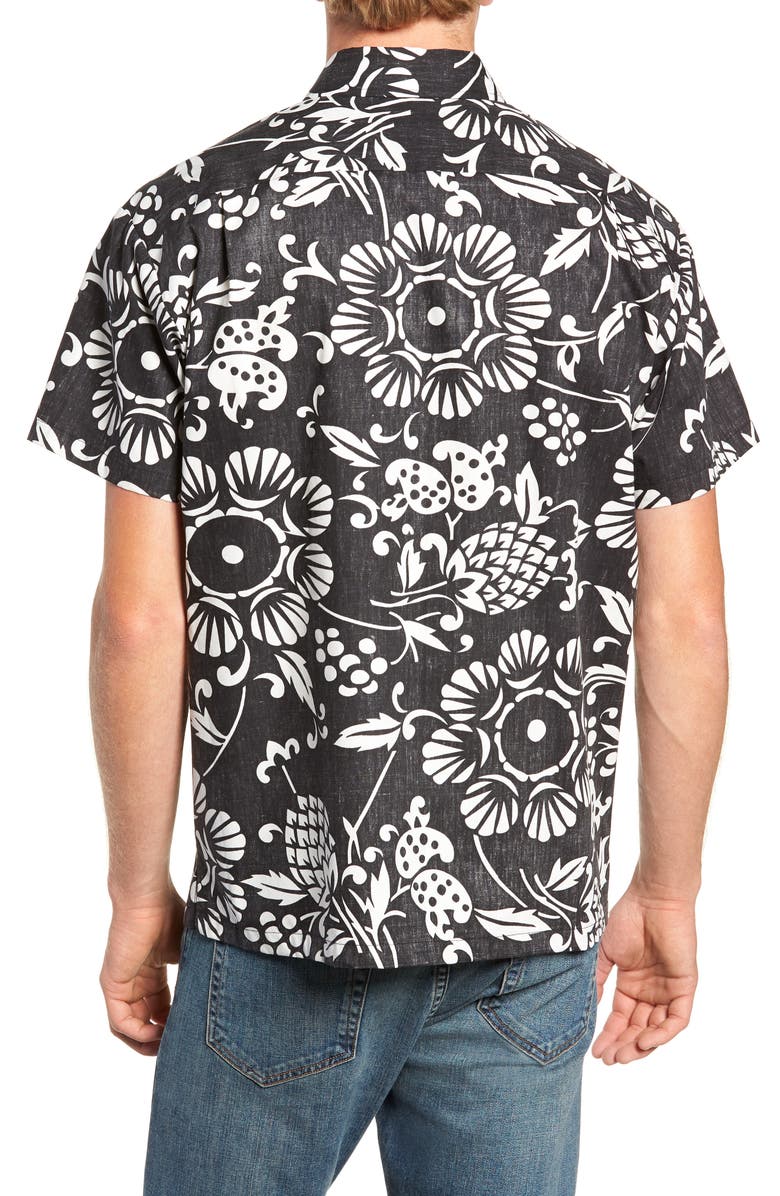 Kahala Duke's Pareo Trim Fit Sport Shirt, Alternate, color, Black