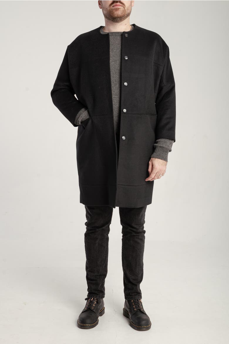 Cashmere Crew Neck Coat, Alternate, color, Black