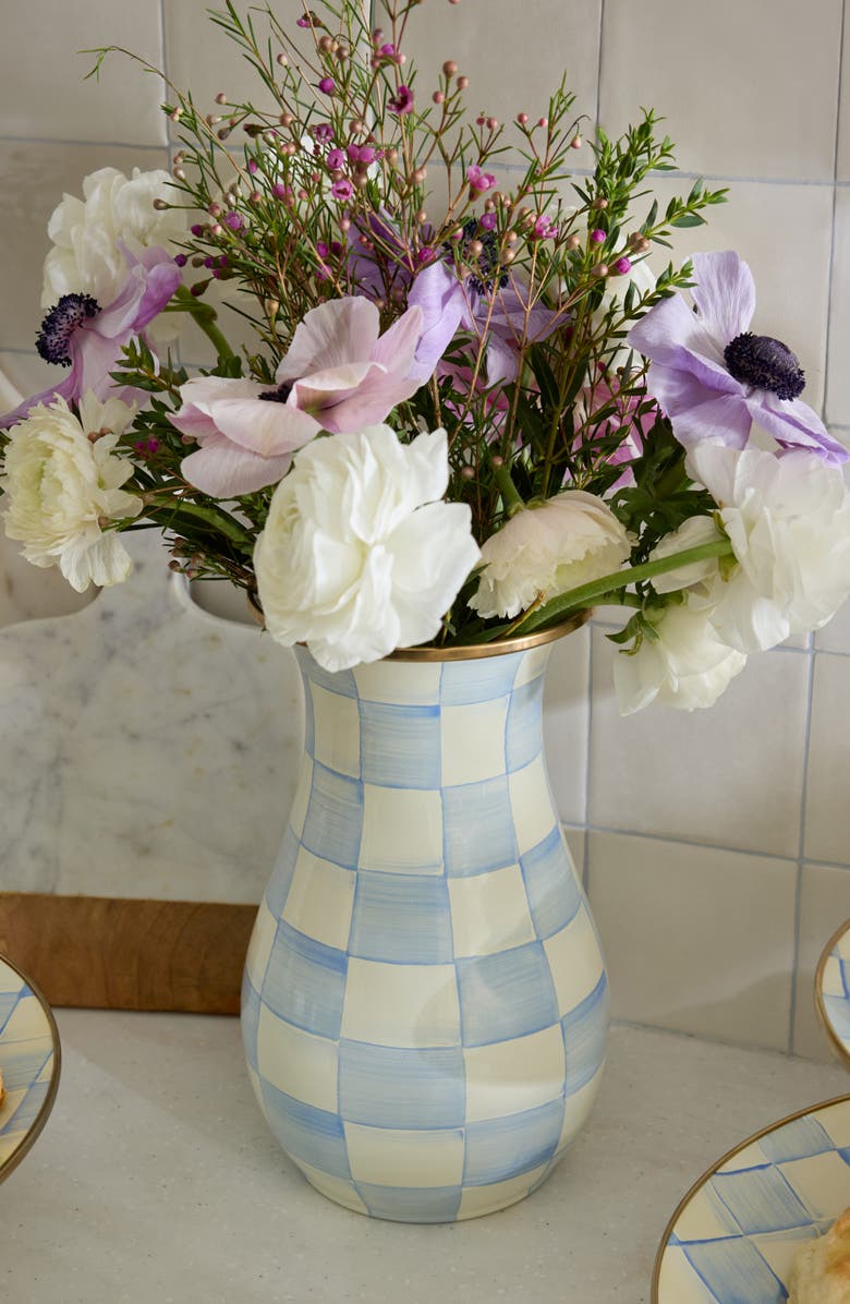 MACKENZIE CHILDS Sky Check Tall Vase, Alternate, color, Sky Check