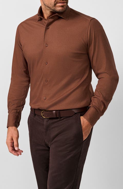 Solid Long Sleeve Pima Cotton Button Up Shirt