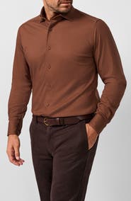 David Donahue Solid Texture Knit Sport Shirt
