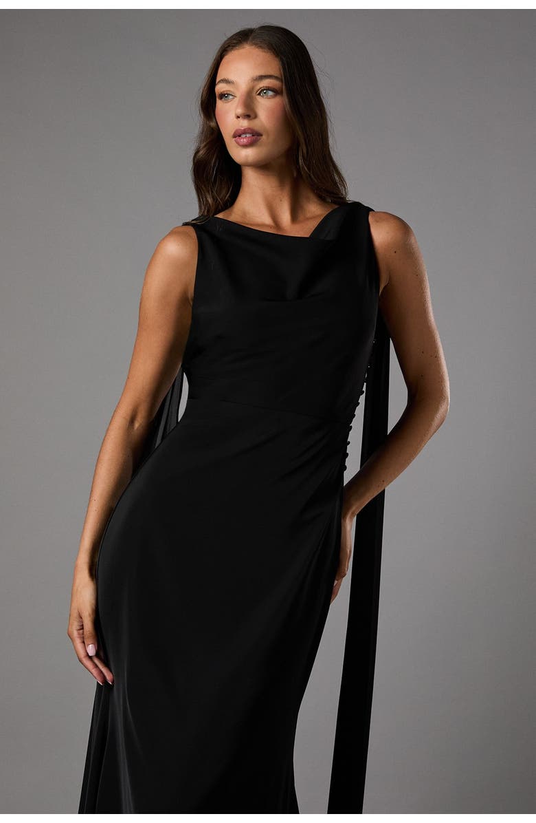 Coast Cowl Back Crepe Maxi Dress, Alternate, color, Black