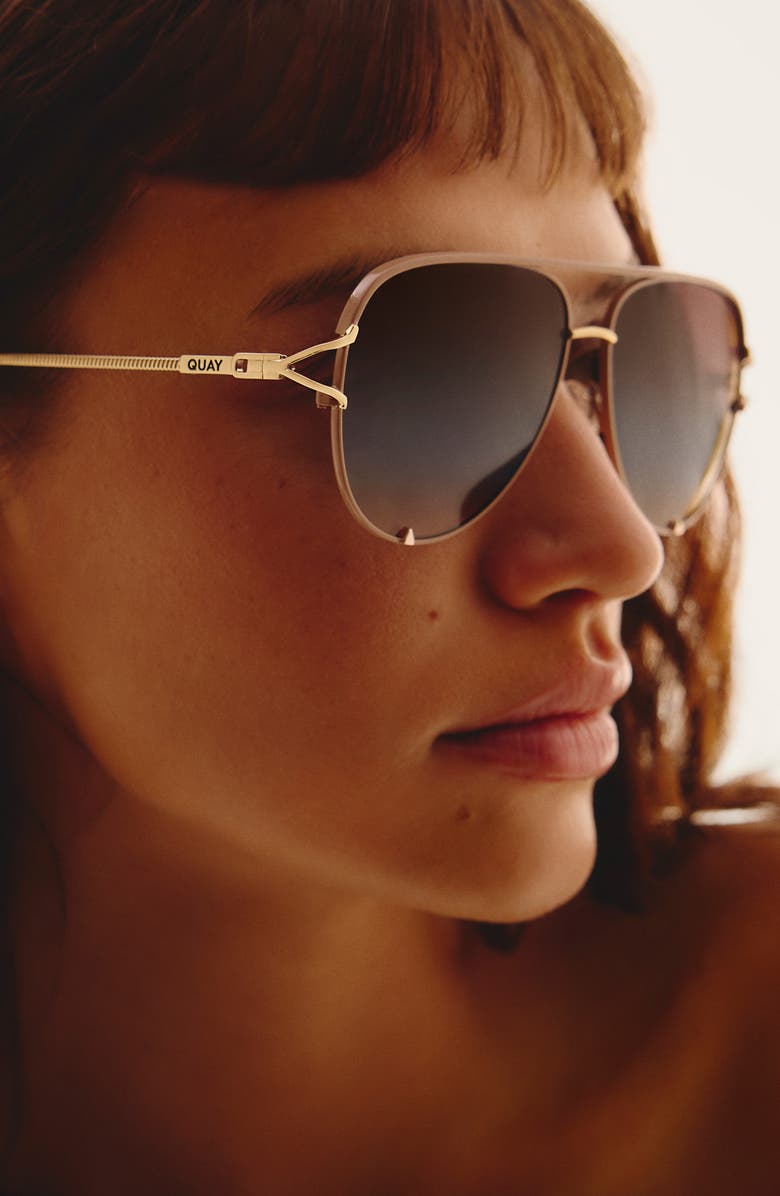 QUAY High Key Twist 60mm Gradient Aviator Sunglasses, Alternate, color, Doe/ Brown Blue