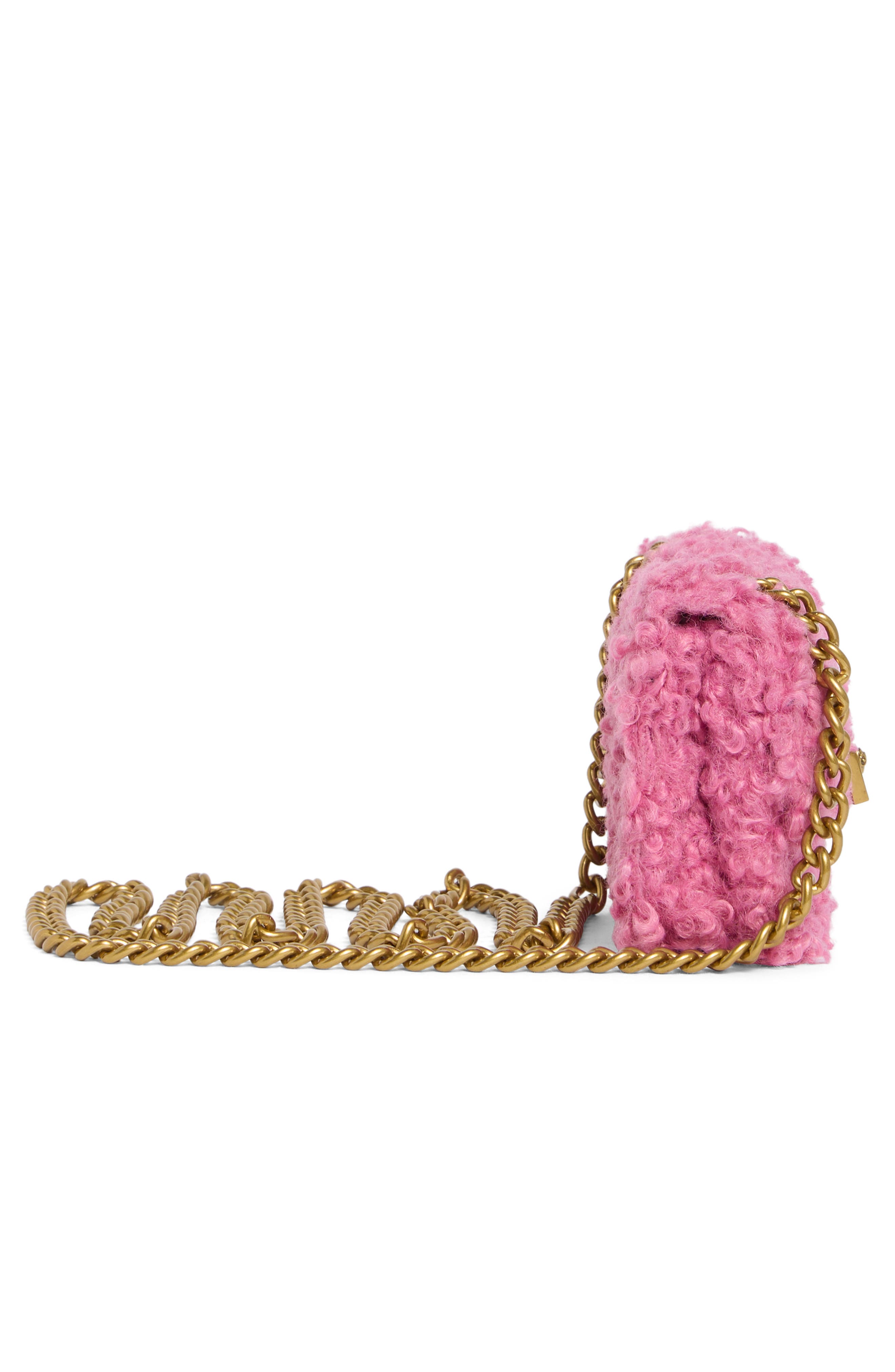 Micro Brixton Faux Shearling Crossbody Bag, Alternate, color, PINK FUZZY AS PHONE CROSSBODY