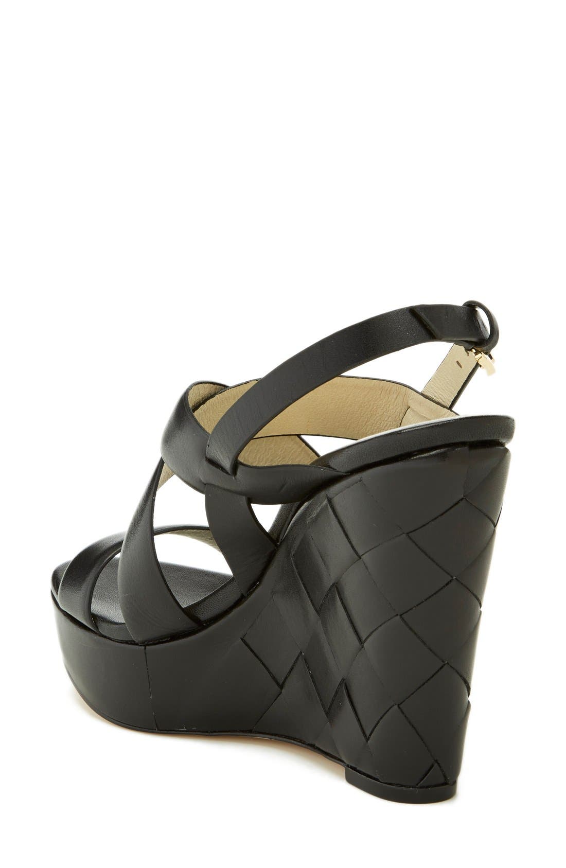MICHAEL Michael Kors 'Bennet' Leather Wedge Sandal, Alternate, color, 