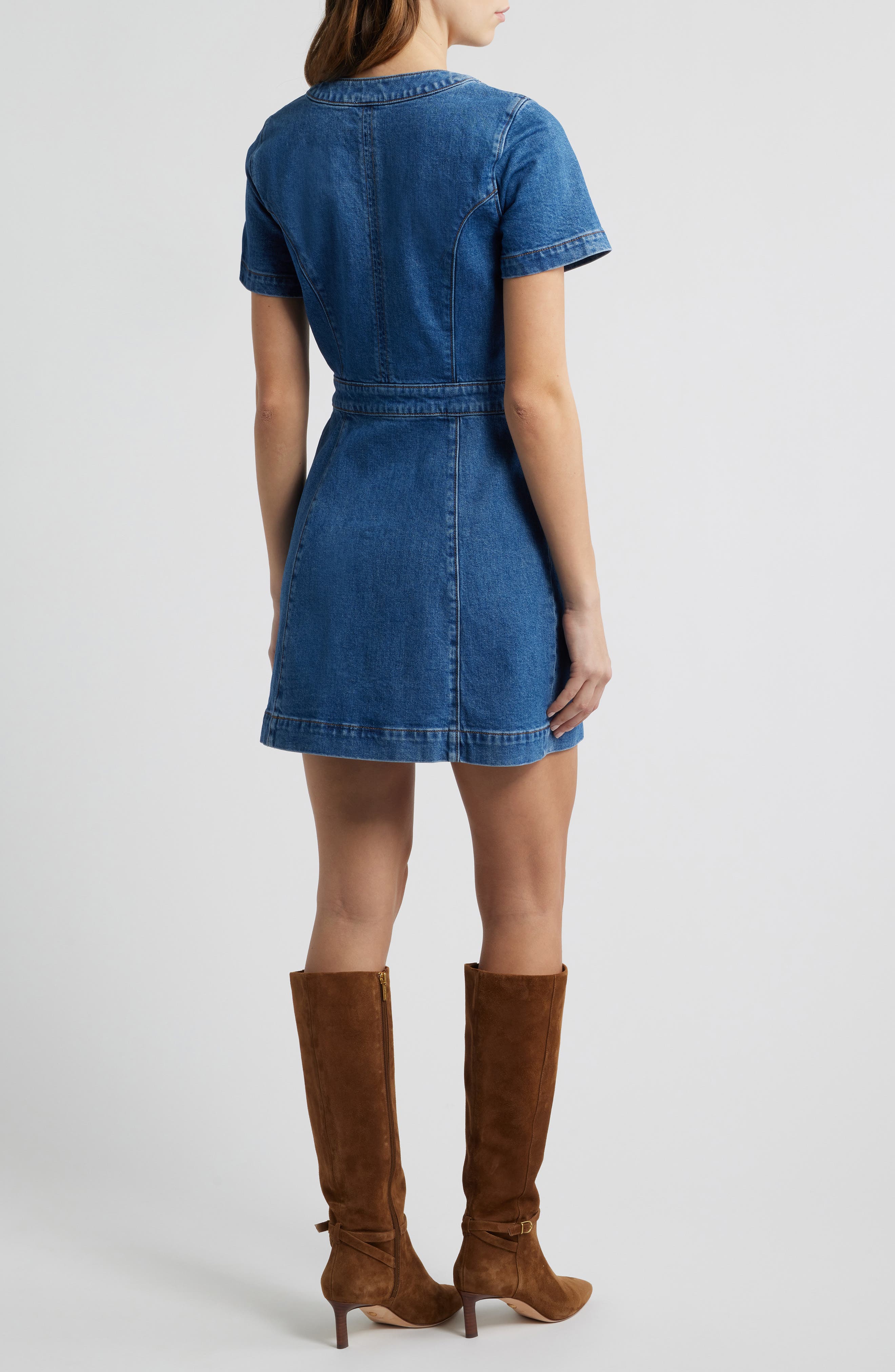 Kiya Snap Front Denim Mini Shirtdress - image 2