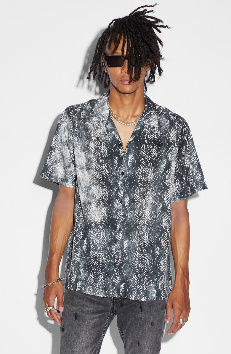Mamba Snakeskin Print Camp Shirt