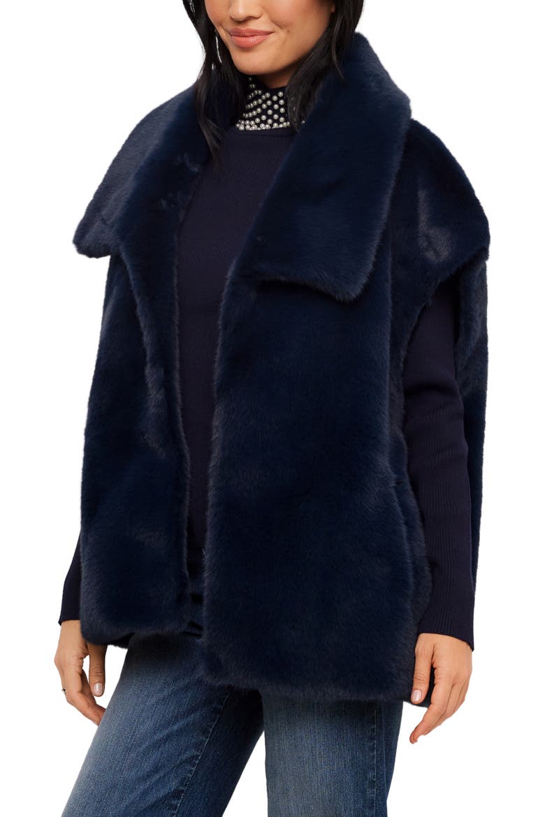 Faux Fur Vest, Alternate, color, NAVY