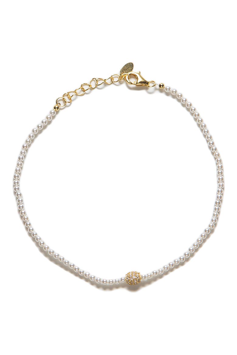 Faux Pearl Fire Ball Bracelet, Main, color, GOLD