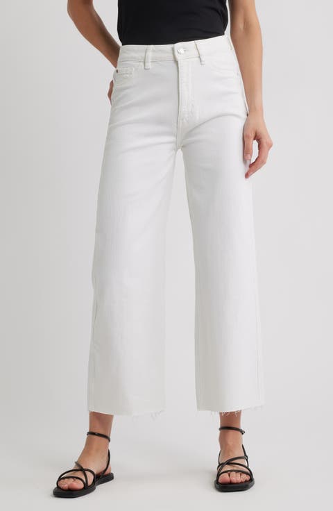 ICN High Waist Crop Wide Leg Jeans (Optic)