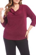 Karen Kane Metallic Knit Cowl Neck Top