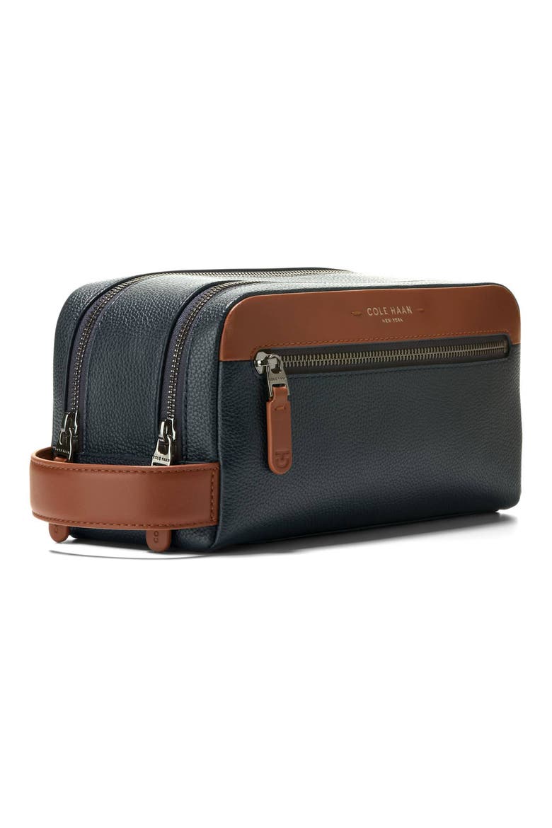 Damon Leather Dopp Kit, Alternate, color, NAVY BLAZER/ NEW BRITISH TAN
