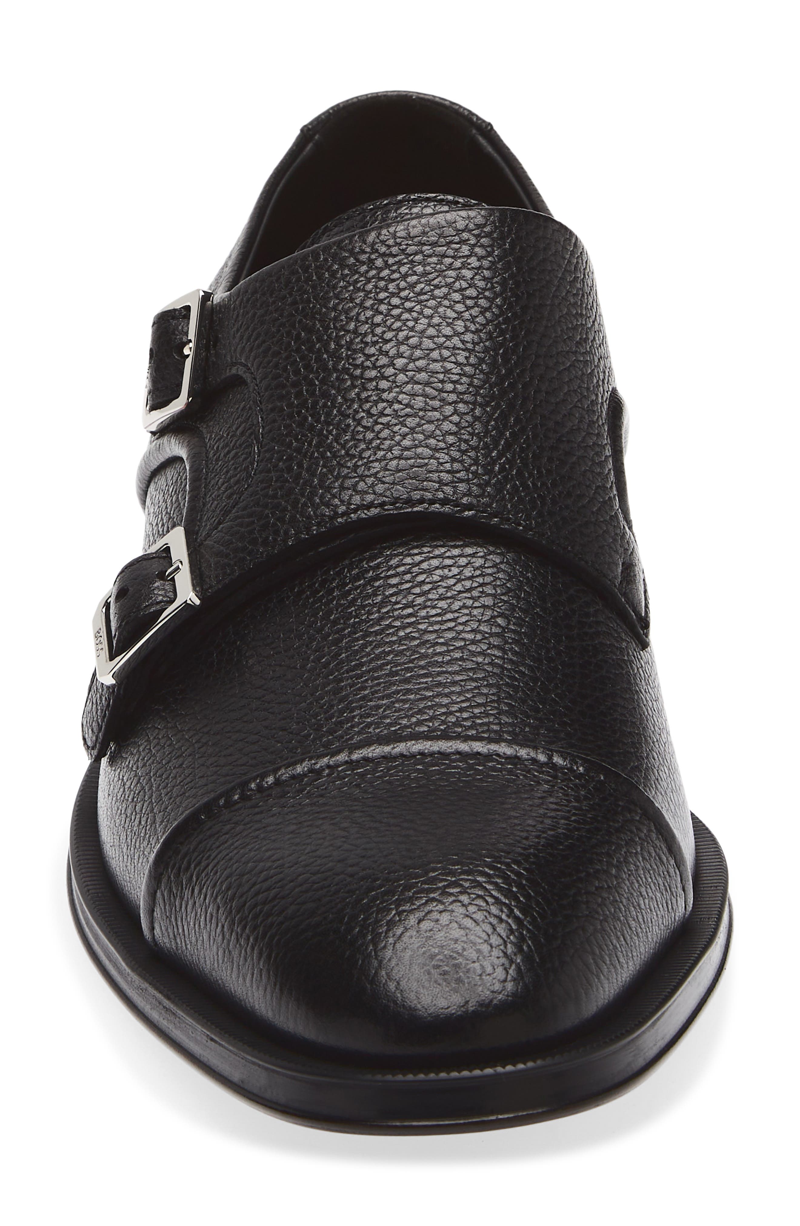 BOSS Derrek Cap Toe Two Buckle Monk Shoe, Alternate, color, Black