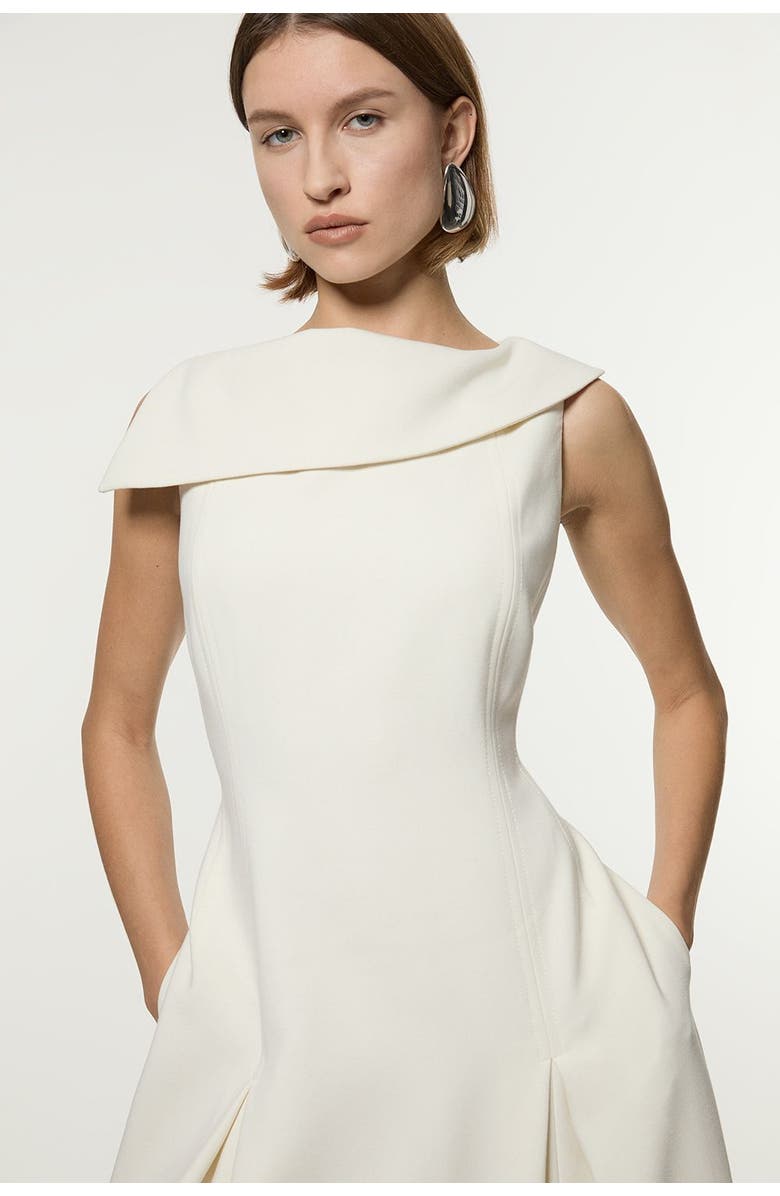 Karen Millen Asymmetric Neck Tailored Dress, Alternate, color, Ivory