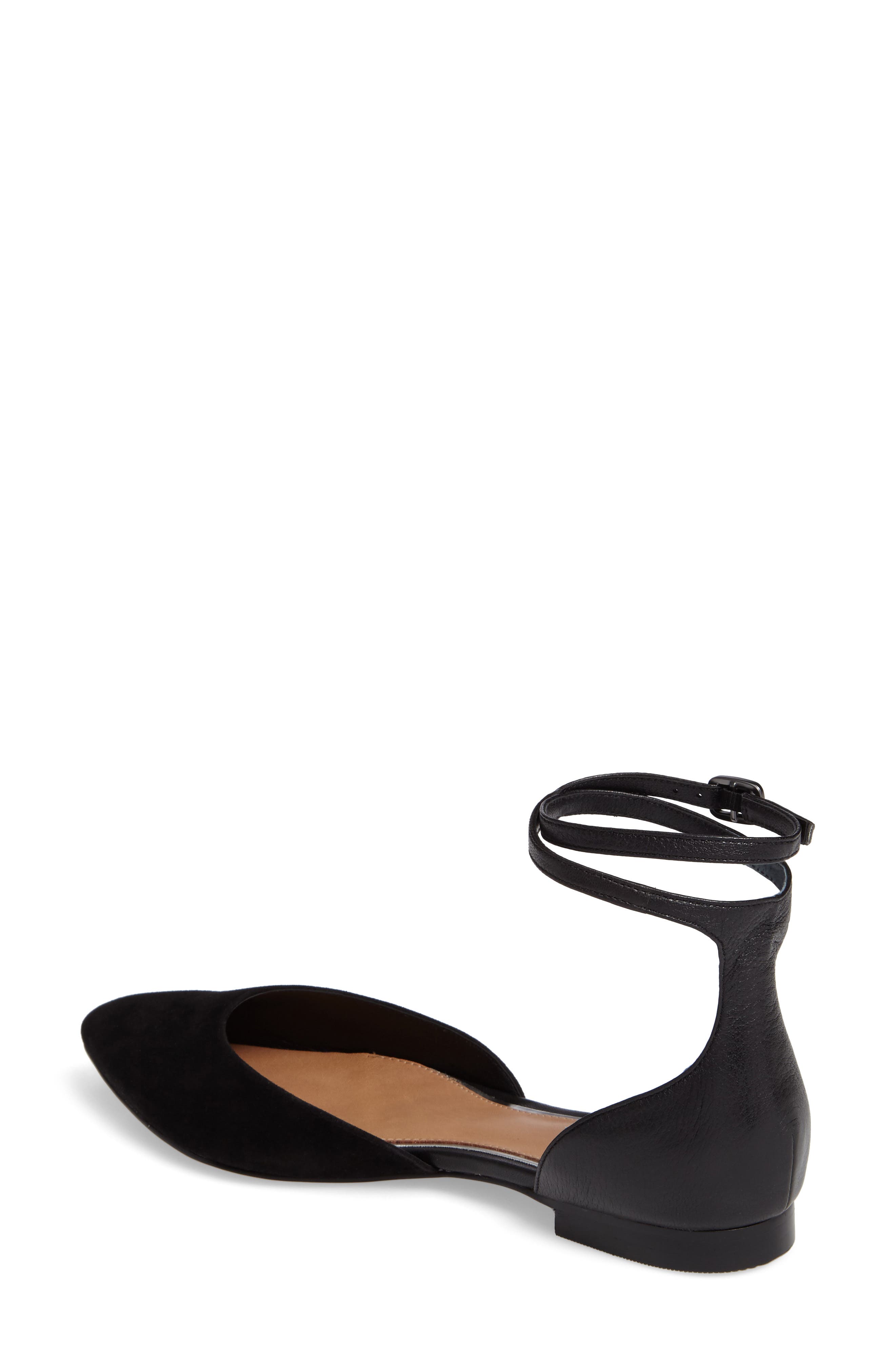 Dario Ankle Strap Flat, Alternate, color, BLACK SUEDE