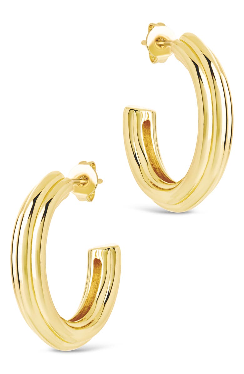 Sterling Forever Allistar Triple Row Tube Hoop Earrings, Alternate, color, Gold