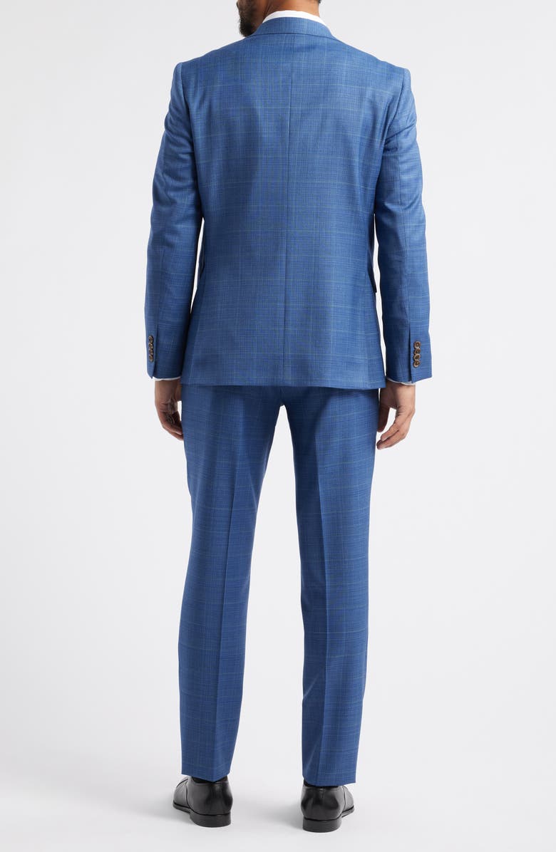 Jack Victor Esprit Blue Mélange Plaid Super 120s Wool Suit, Alternate, color, Blue