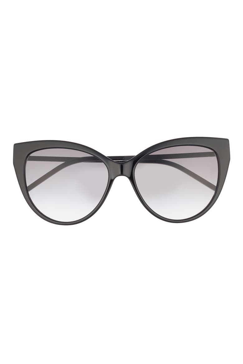 56mm Cat Eye Sunglasses, Main, color, BLACK BLACK SMOKE