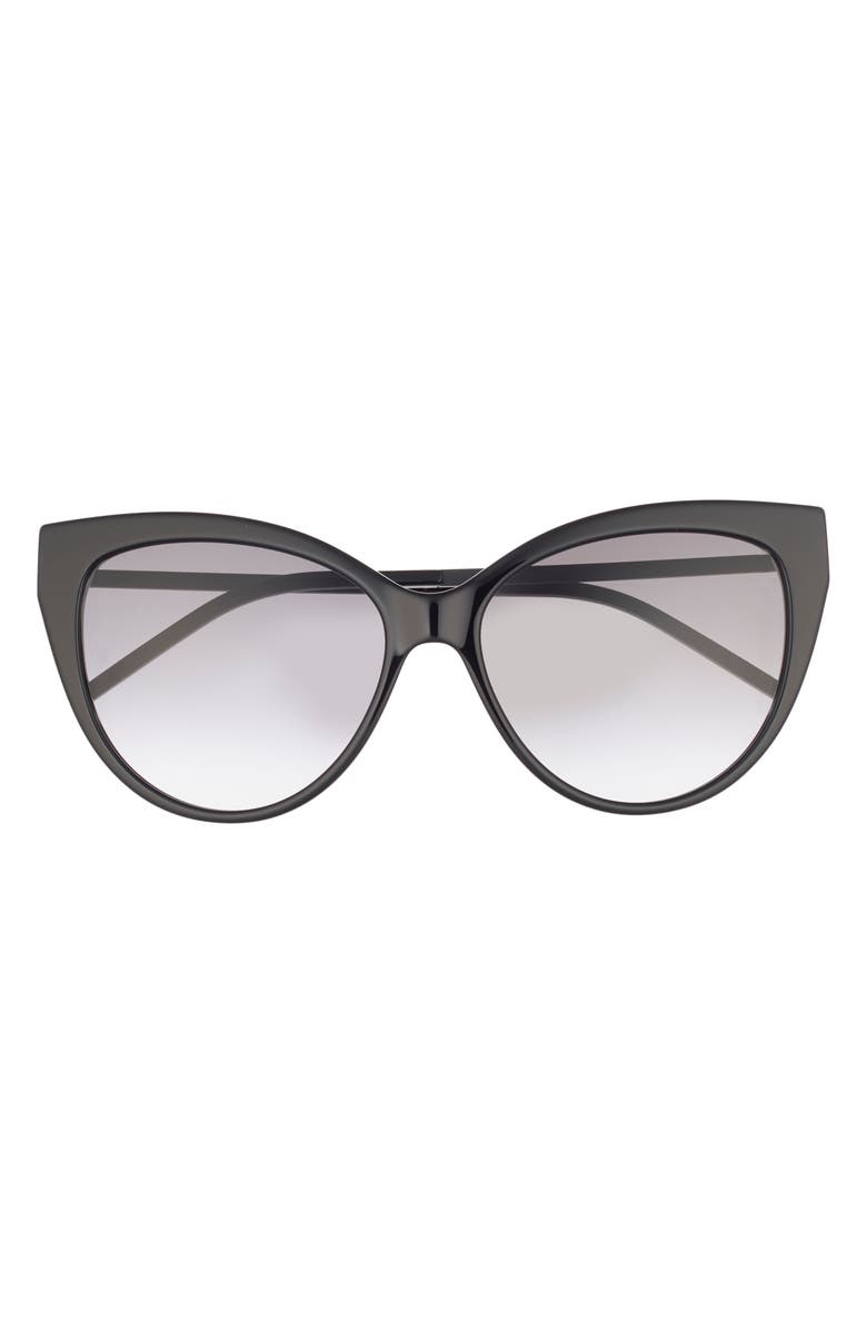 Saint Laurent 56mm Cat Eye Sunglasses, Main, color, Black Black Smoke