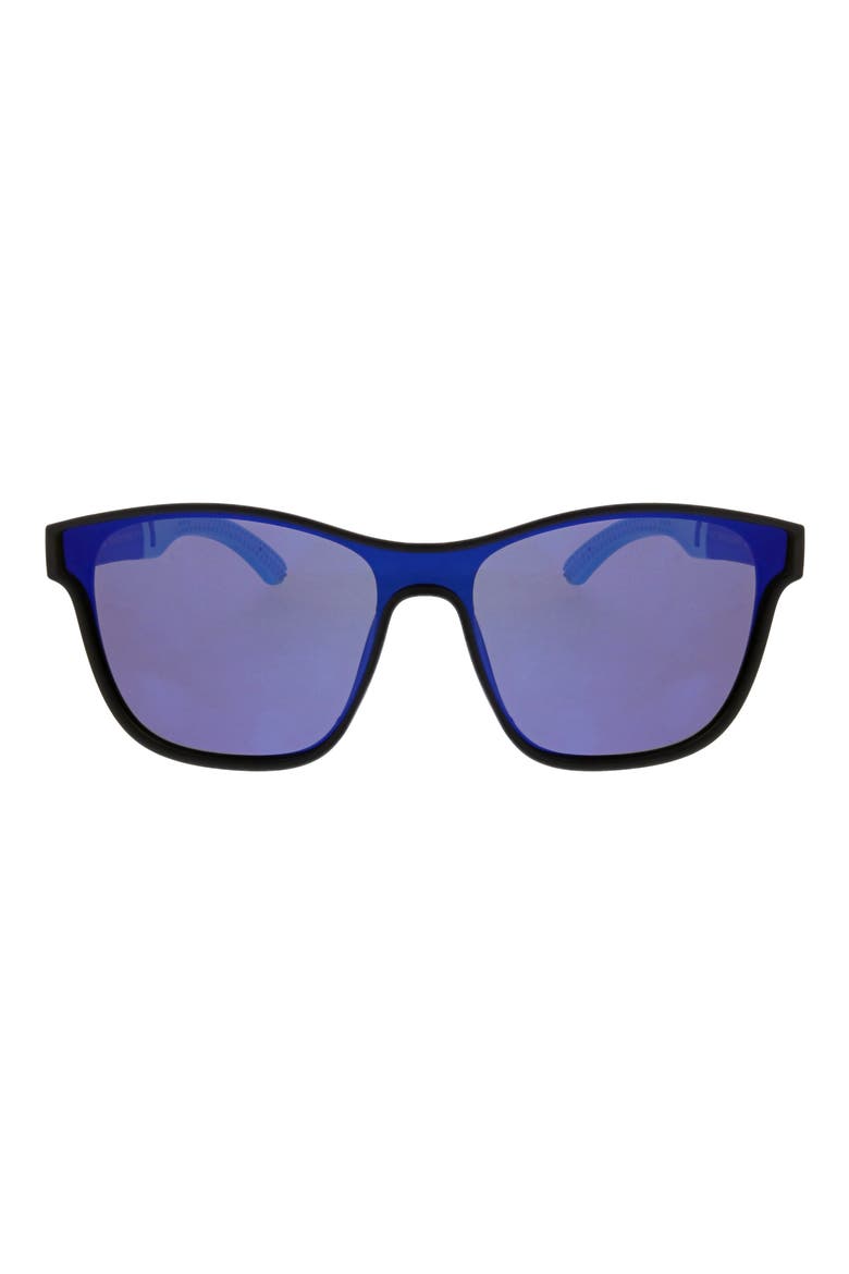 50mm Square Shield Polarized Sunglasses, Main, color, BLACK / BLUE