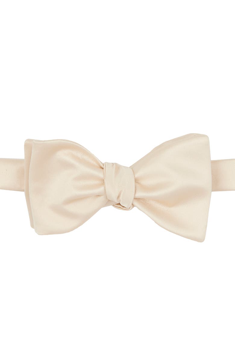 Brooklyn Brigade Men's Solid Satin Bow Tie, Main, color, Champagne