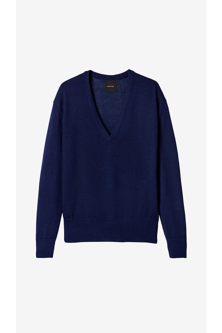 Boyfriend V-Neck Sweater, Alternate, color, Navy