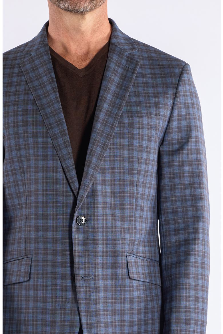 Mayfair Blue Brown Plaid Sport Coat, Alternate, color, BLUE