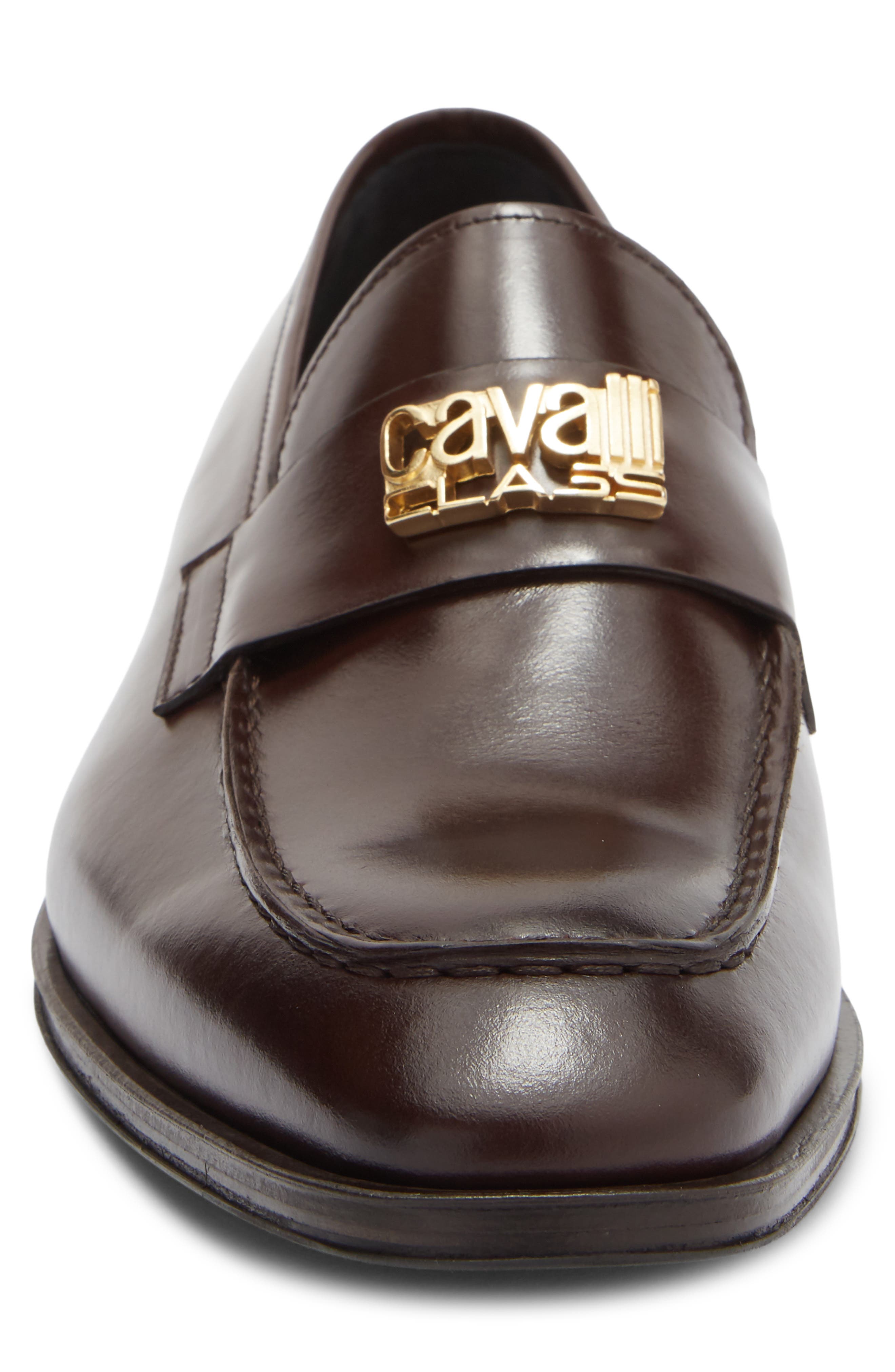 Roberto Cavalli Logo Bit Loafer, Alternate, color, Brown