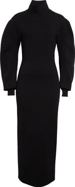 Khaite Storm Long Sleeve Merino Wool Blend Turtleneck Sweater Dress