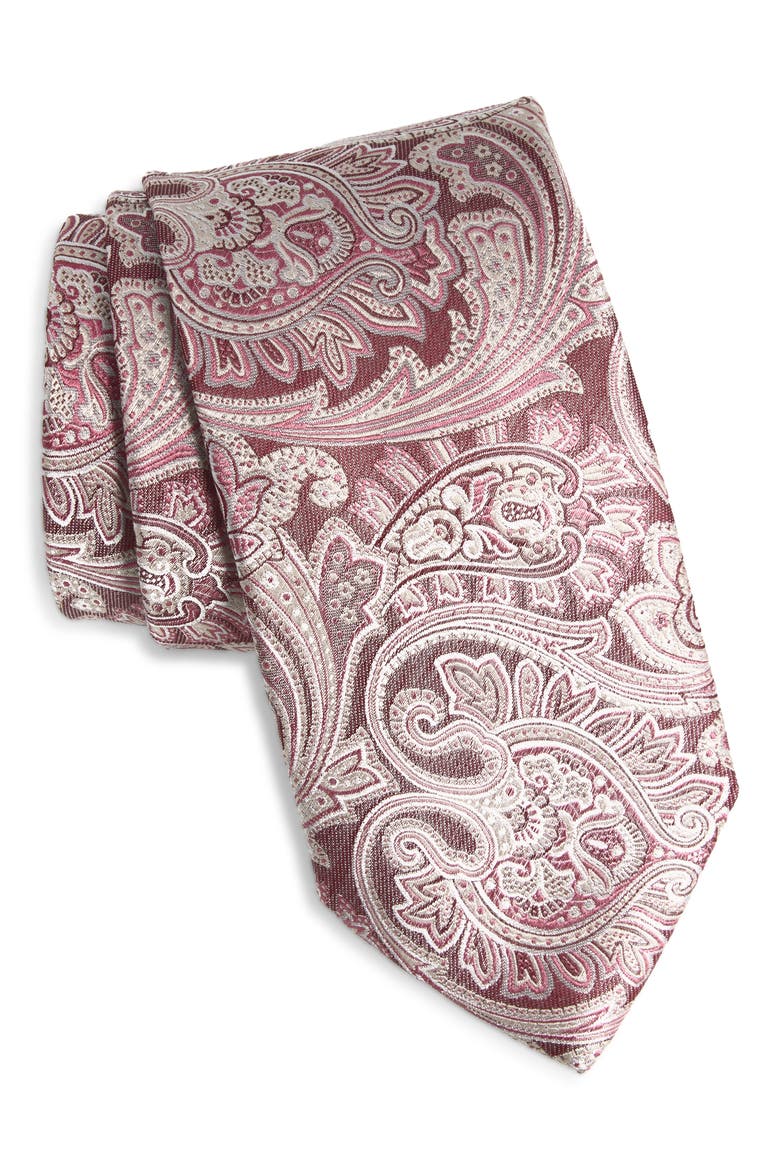 Paisley Jacquard Silk Tie, Main, color, RED