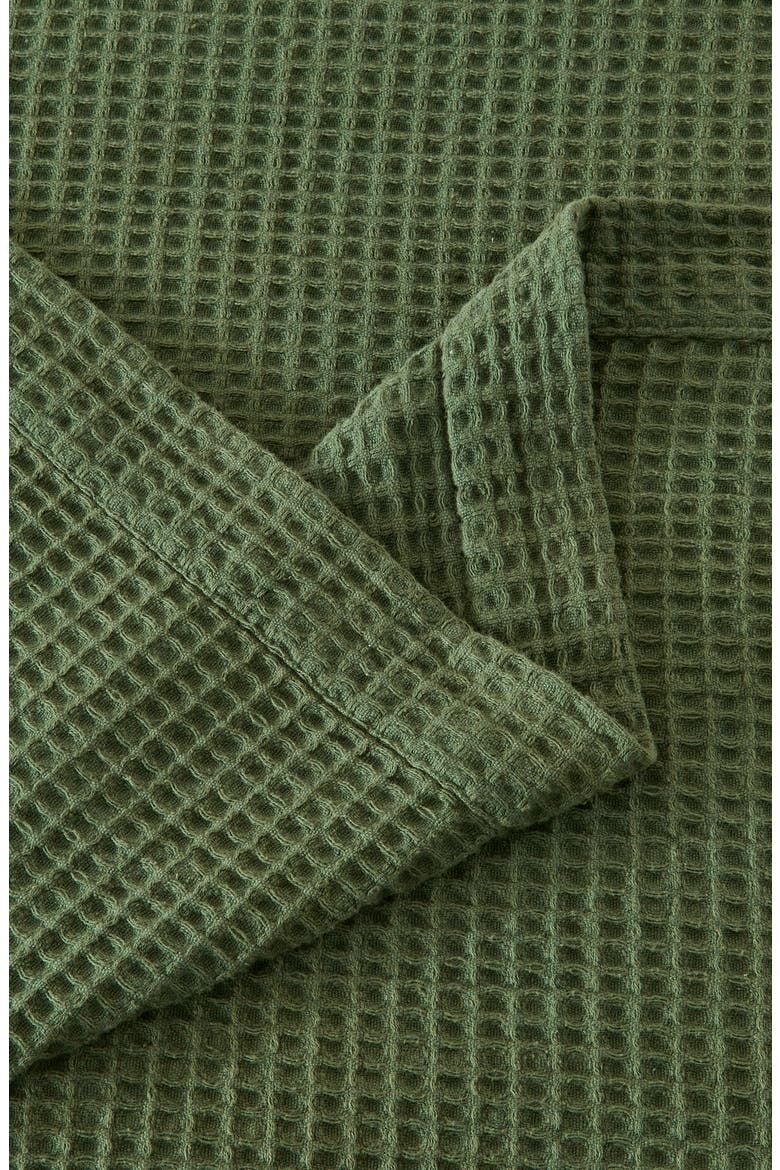 Super Soft Cotton All-Season Waffle Weave Throw Blanket, Alternate, color, FOREST GREEN