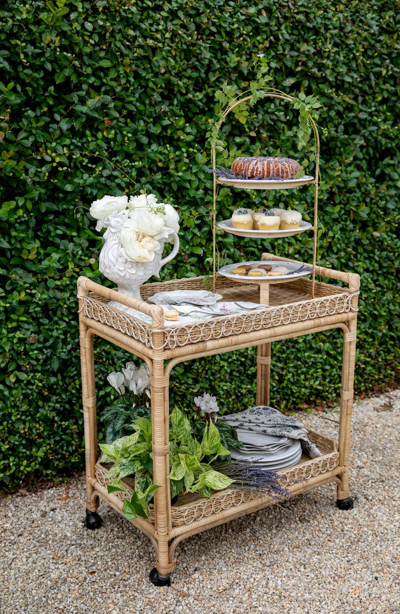 Juliska Provence Rattan Bar Cart, Alternate, color, Natural/ Whitewash