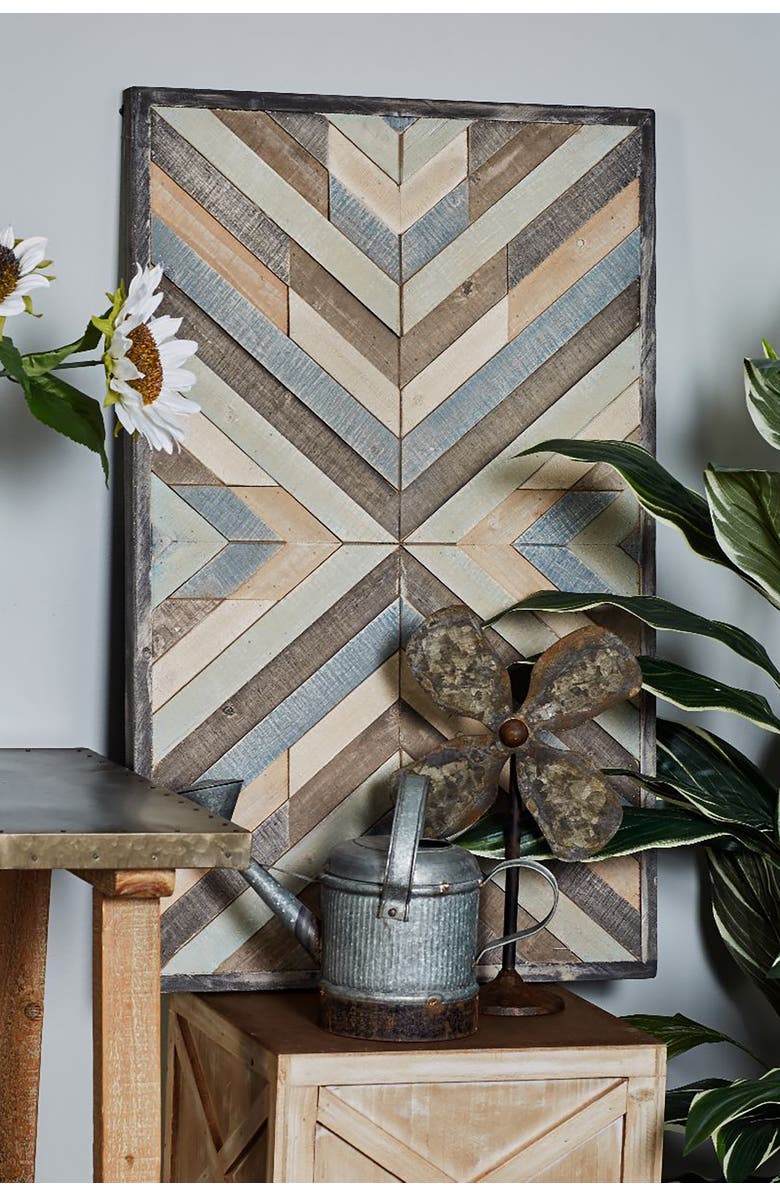 WILLOW ROW Multi Rustic Chevron Wall Art, Alternate, color, 