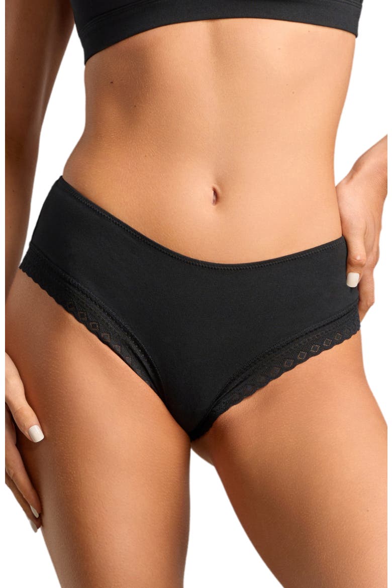 Organic Cotton Lace Cheeky, Main, color, Black