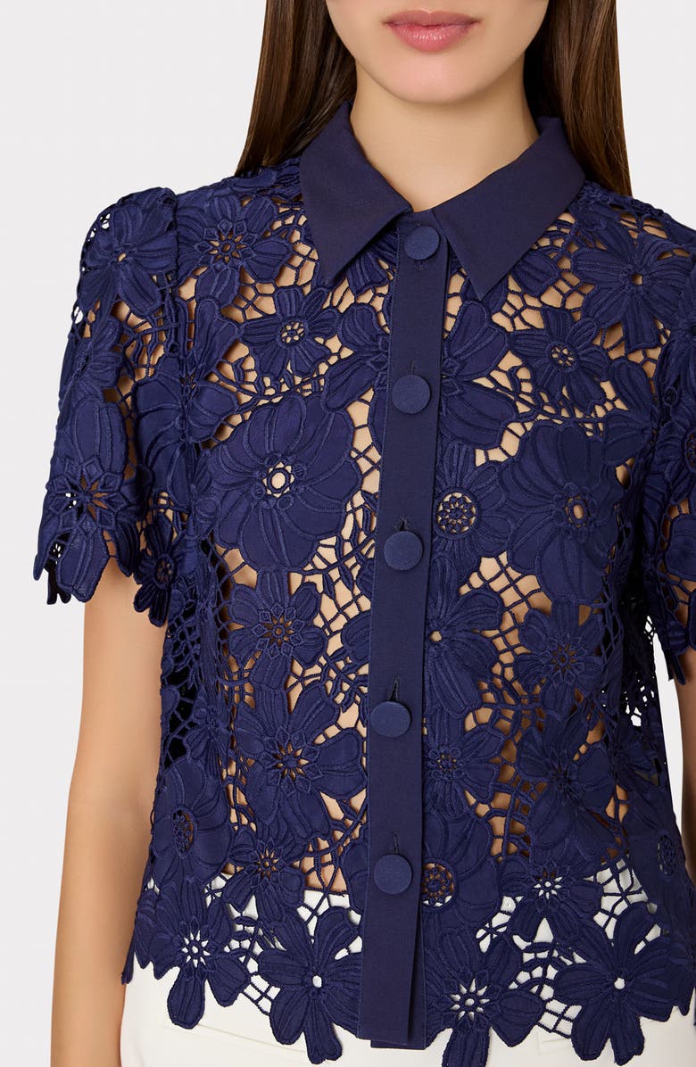 Milly Addison Lace Short Sleeve Shirt, Alternate, color, 