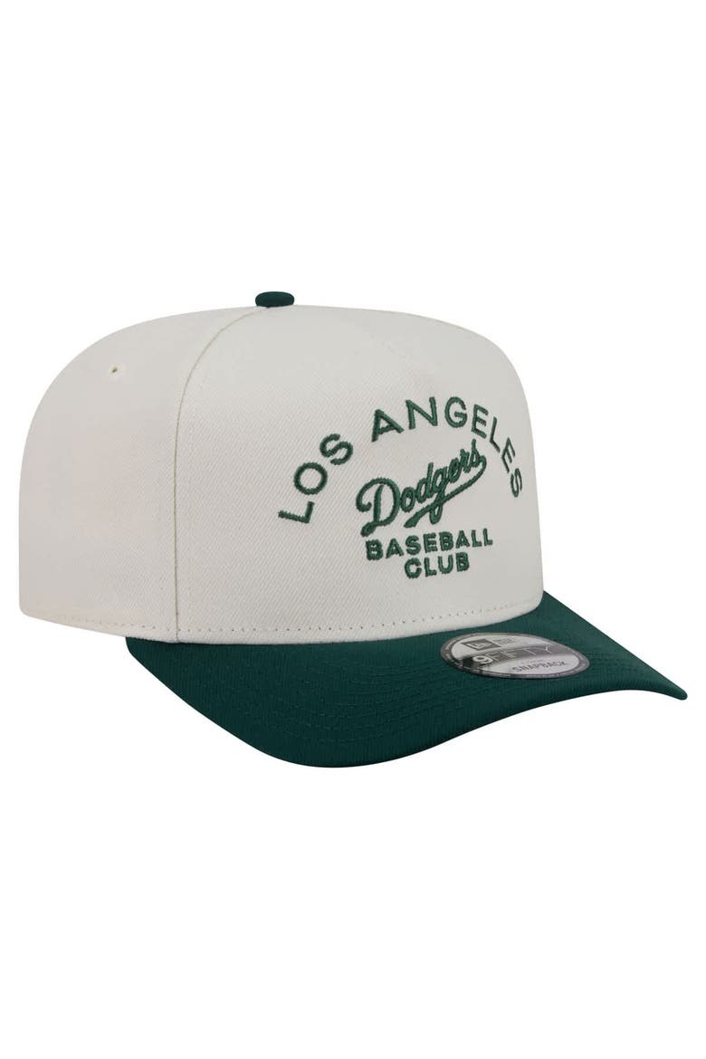 Men's New Era  Cream/Dark Green Los Angeles Dodgers Chrome A-Frame 9FIFTY Snapback Hat, Alternate, color, Cream