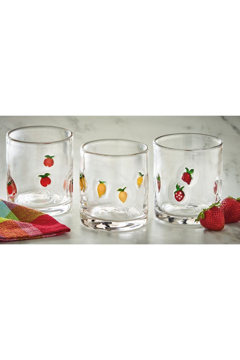 Lemon Double Old Fashioned Glass Yellow Glass Summer, Alternate, color, Yellow