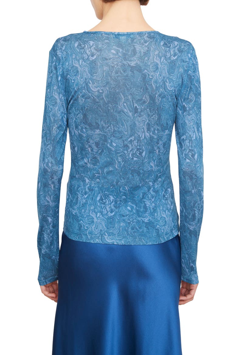 Marble Print Long Sleeve T-Shirt, Alternate, color, BALTIC