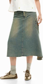 Desigual Asymmetric A-Line Denim Skirt