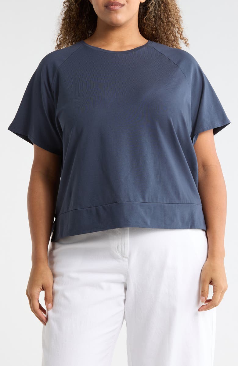 Eileen Fisher Organic Cotton Stretch Jersey Knit T-Shirt, Main, color, Ocean