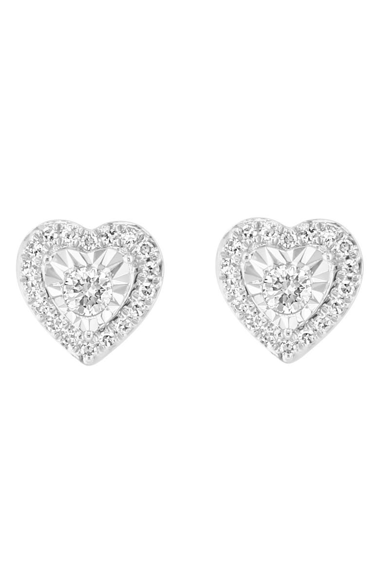 EFFY Sterling Silver Diamond Heart Stud Earrings - 0.30ct., Alternate, color,