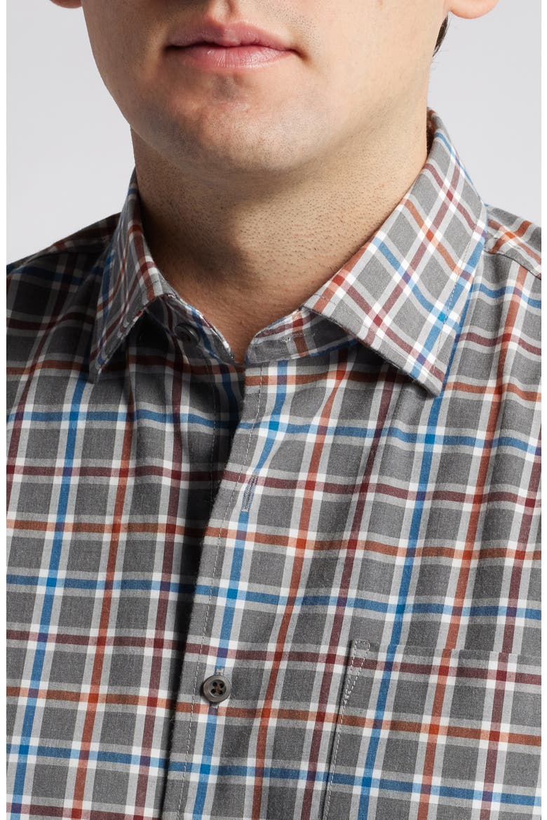York Plaid Stretch Button-Down Shirt, Alternate, color, CHARCOAL