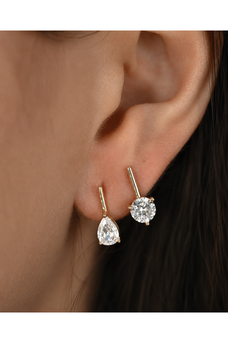 Pear Diamond Bar Earrings, Alternate, color, Gold