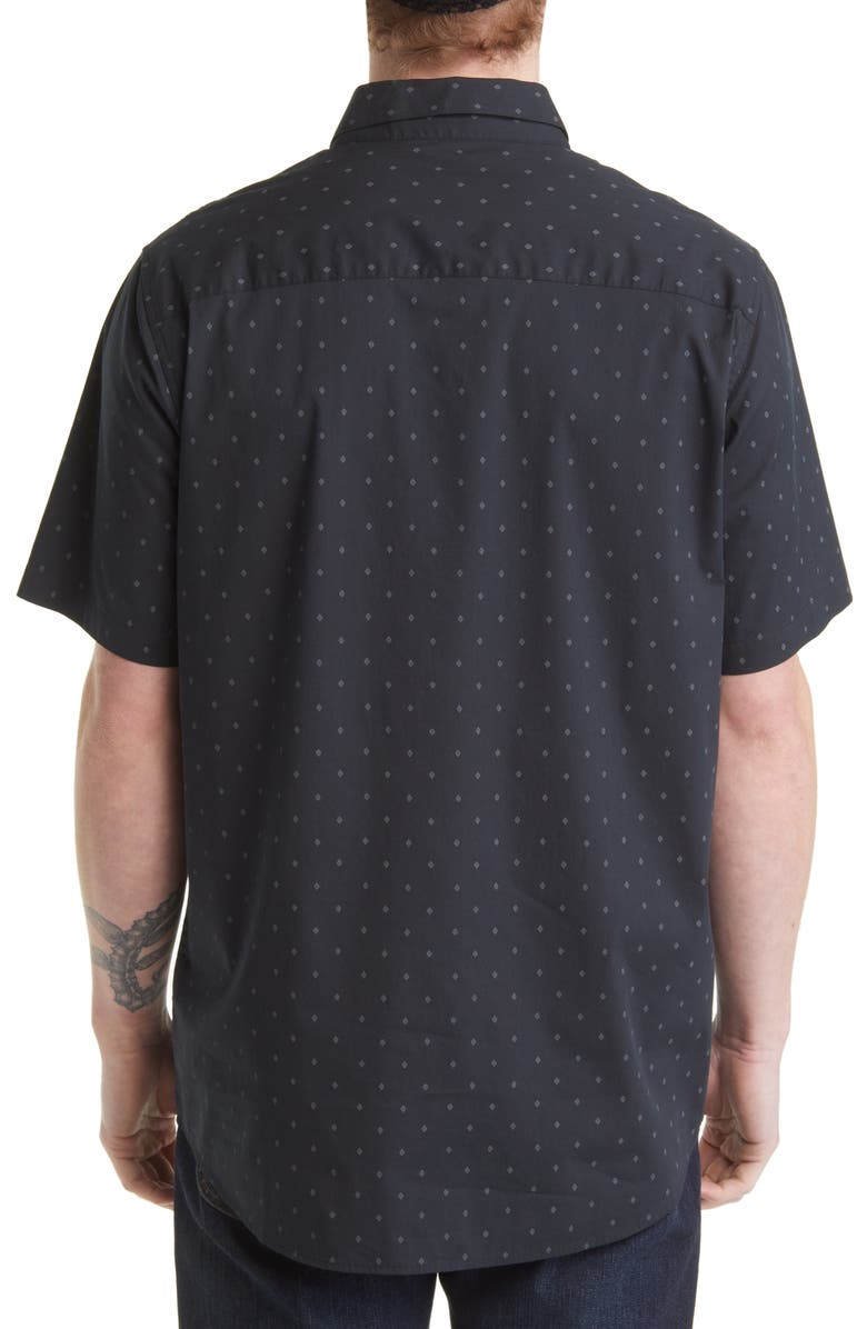 TravisMathew Better Not Diamond Print Short Sleeve Button-Up Shirt, Alternate, color, 