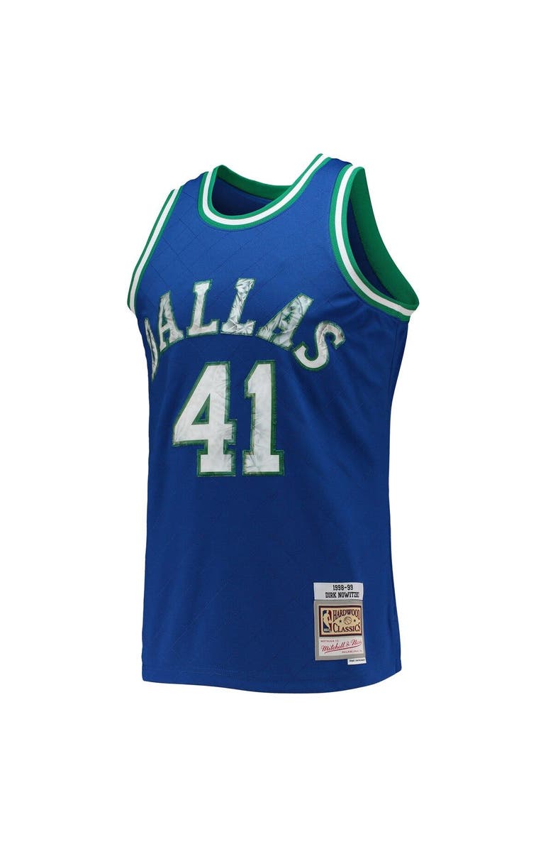 Mitchell & Ness Men's Mitchell & Ness Dirk Nowitzki Blue Dallas Mavericks 1998-99 Hardwood Classics 75th Anniversary Diamond Swingman Jersey, Alternate, color, 