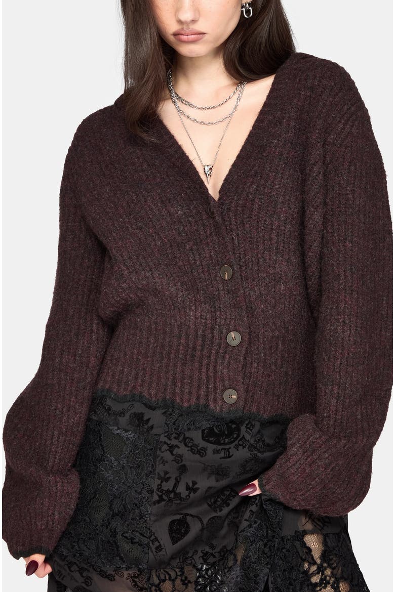 Vallie Hooded Blouson Knit Cardigan, Main, color, Burgundy