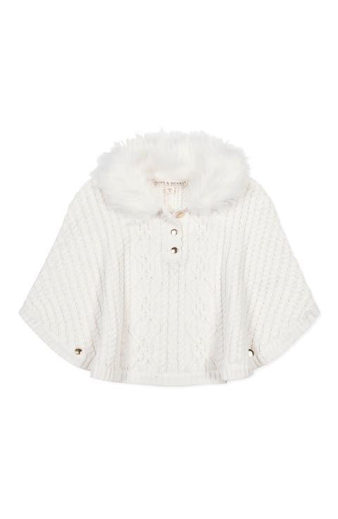 Kids' Organic Cable Sweater Cape with Faux Fur (Little Kid and Big Kid)
