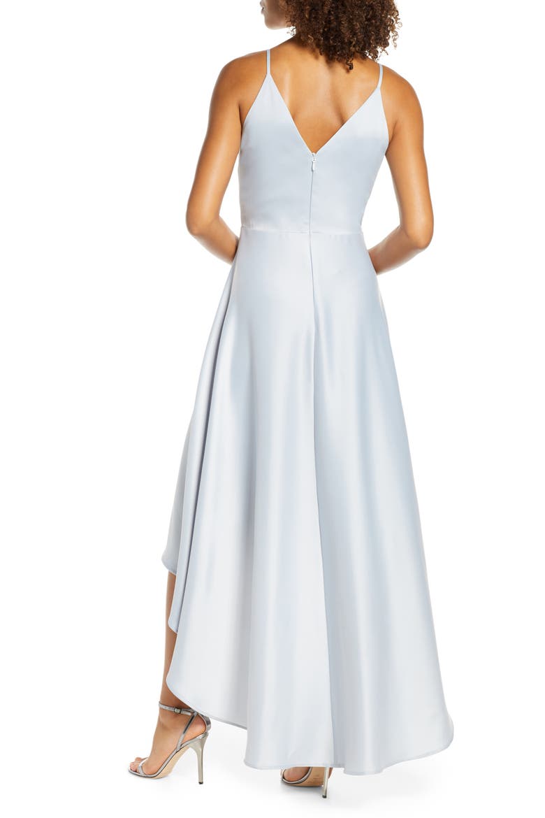Ivy Surplice High/Low Satin Gown, Alternate, color, BLUE