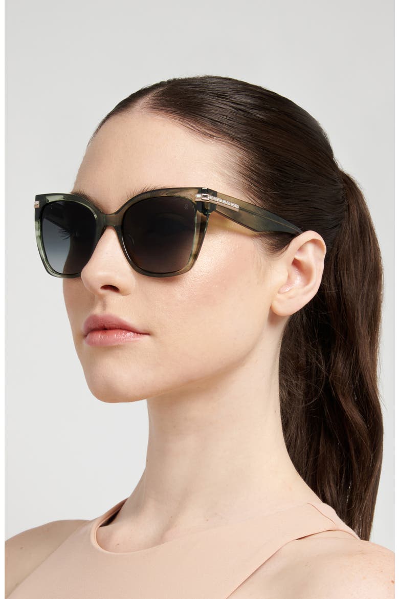 55mm Square Sunglasses, Alternate, color, GREEN HAVANA/ DARK GREY