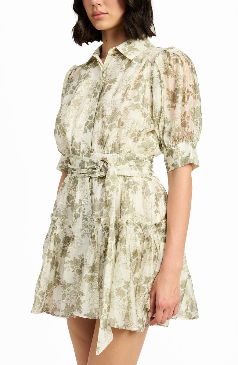 En Saison Mindy Floral Belted Puff Sleeve Shirtdress, Alternate, color, 